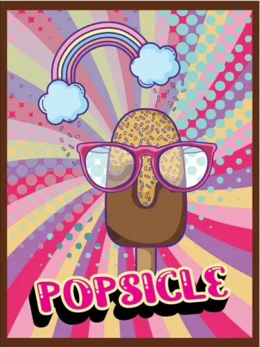 Metal plaque vintage retro style Popsicle Classic tin door sign, Summer, Food sign