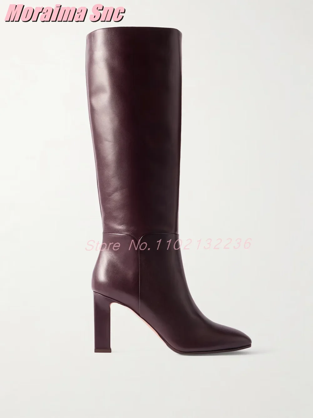 

Сапоги до колена на высоком каблуке с круглым носком, модные новые женские длинные сапоги без шнуровки, коричневые кожаные однотонные сапоги весна-осень 2024, лаконичные
