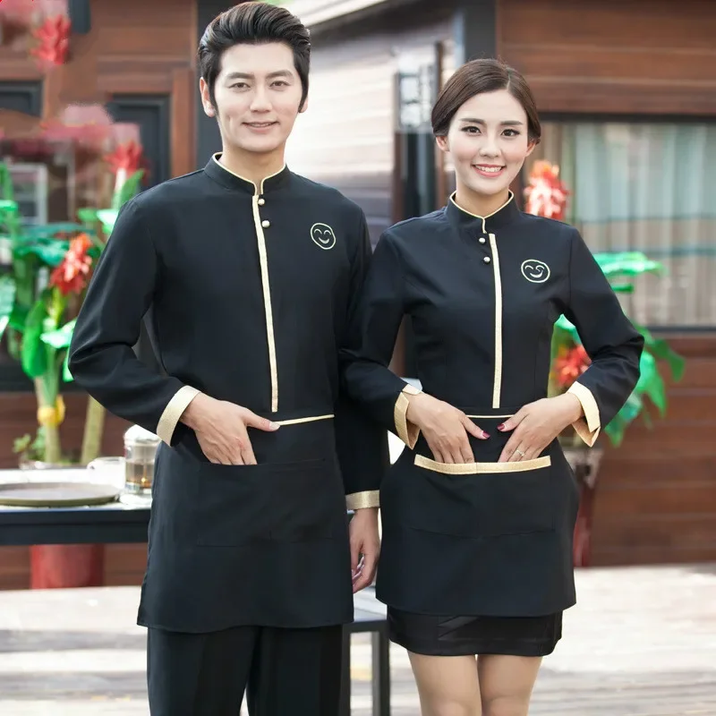 Uniformes Chef Costumes Stylish Coffee Bakery Uniform Coats for Womens Hotel Catering Waiters Apparel Free Shipping