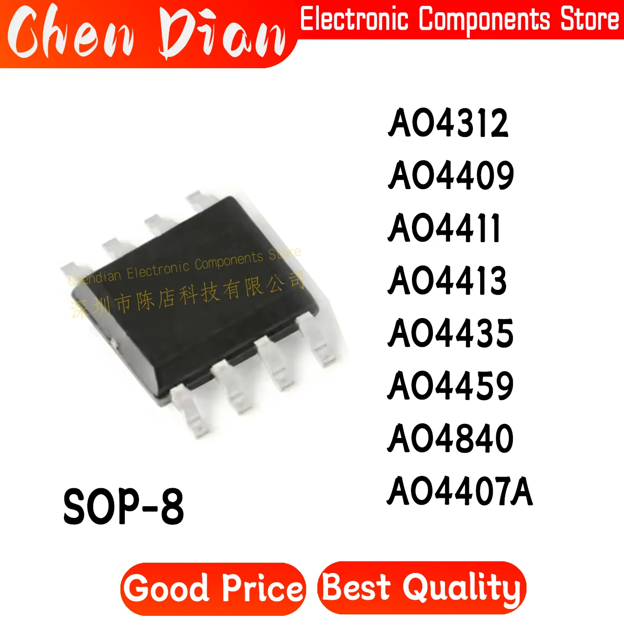 

AO4312 AO4409 AO4411 AO4413 AO4435 AO4459 AO4840 AO4407A MOSFET SOP-8