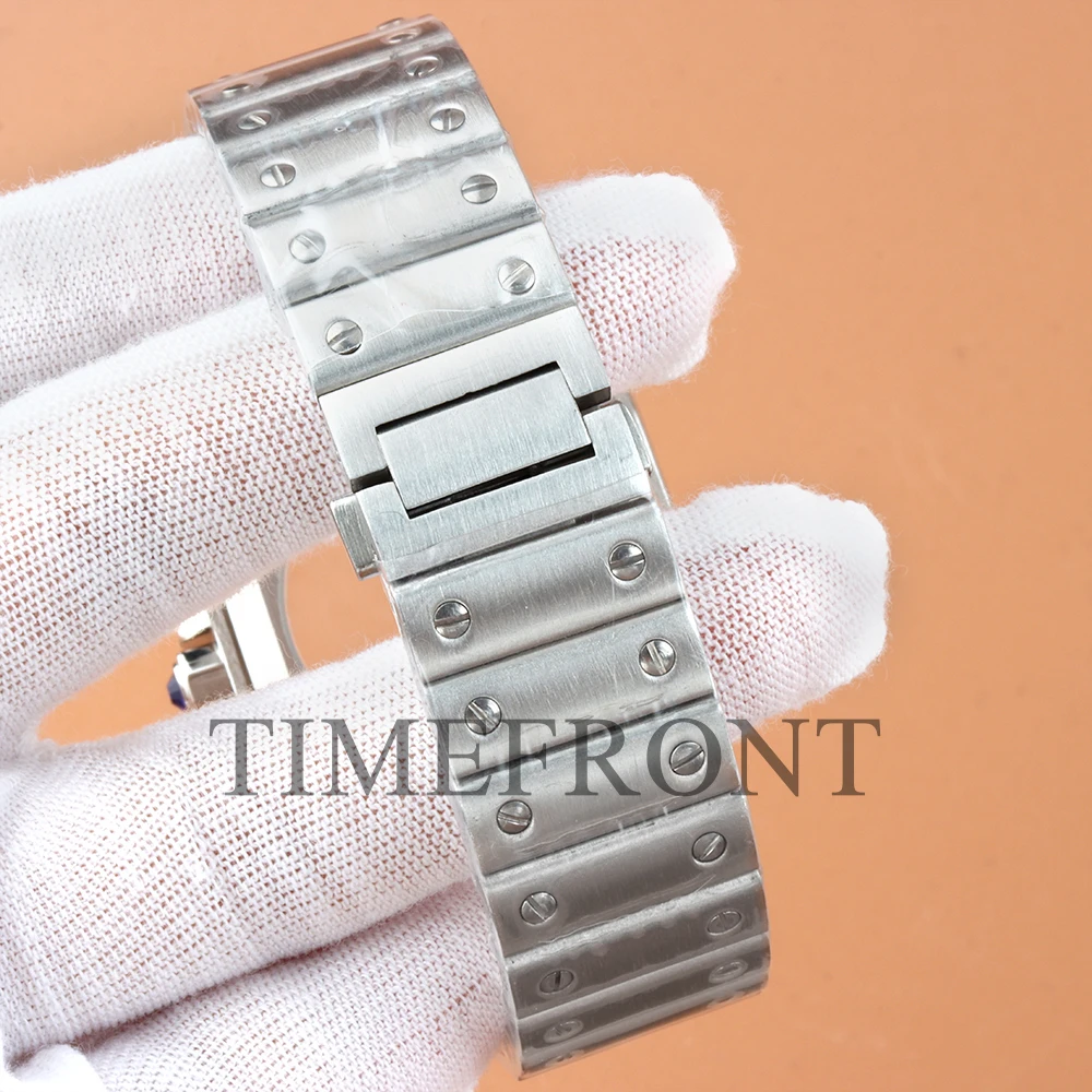 NH35 38mm Square Watch Case For Modified Santos Seiko Stainless Steel Bracelet Fit NH35 NH36 NH38 Automatic Movement 27mm Dial
