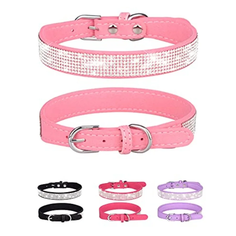 

Dog Coar for a Dog Adjutabe eather uede Bing Dog Coar Dog Coar Cat Coar Rhinetone Dog Coar