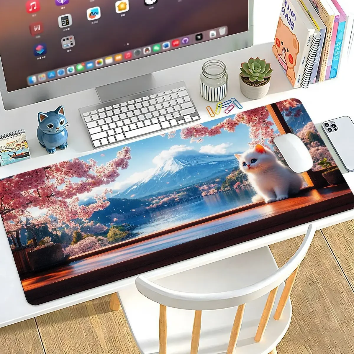 2pcs/lot Large Keyboard Carpet Large Desk Pad Non-slip Rubber Gamer Mouse Pad Laptop Kawaii Cat Cartoon