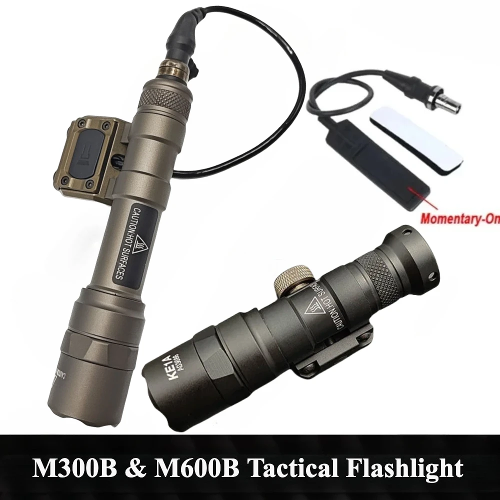 M600B M300B Tactical LED Flashlight Powerful Light Hunting Rifle Scout Light with Modbutton Pressure Switch Fit 20mm Rail