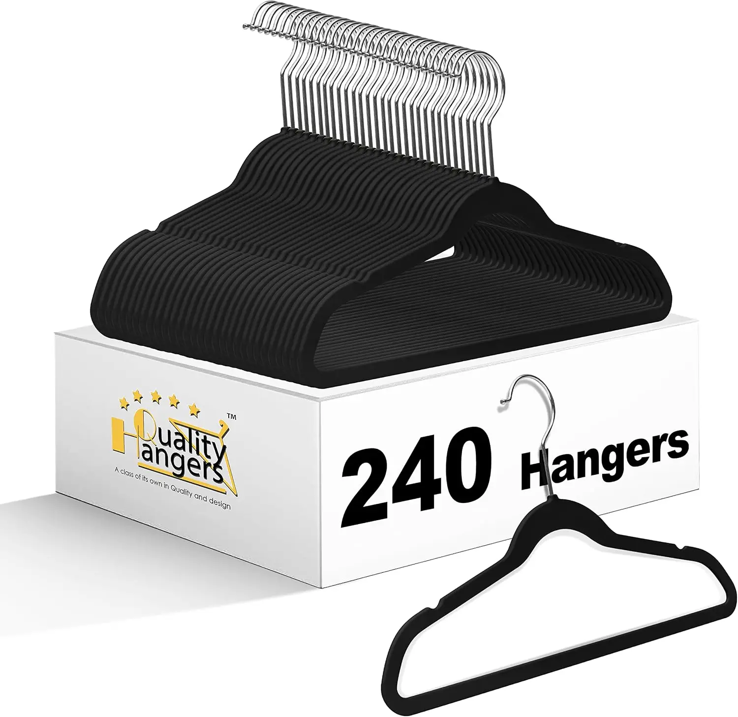 Quality Children's Plastic Non Velvet Non-Flocked Thin Compact Hangers Swivel Hook for Shirts Blouse Coats (Black, 240)