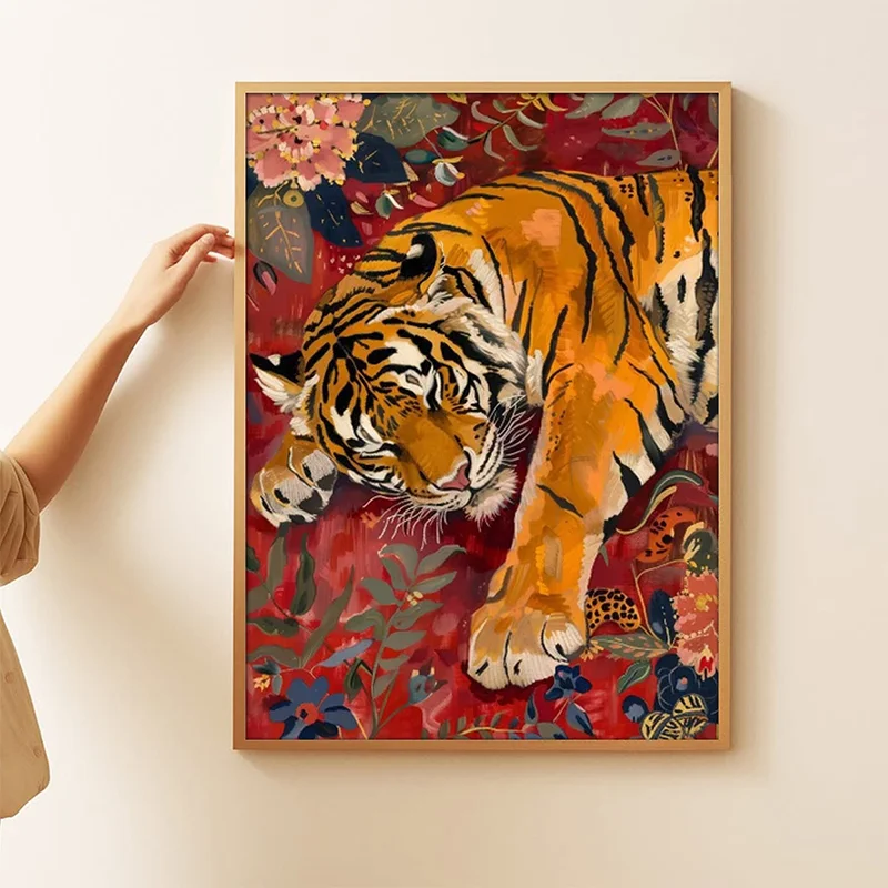 Factory Direct Compatible with Crouching Tiger Antique Dopamine Style Decorative  Living Room Study Wall Entrance Painting