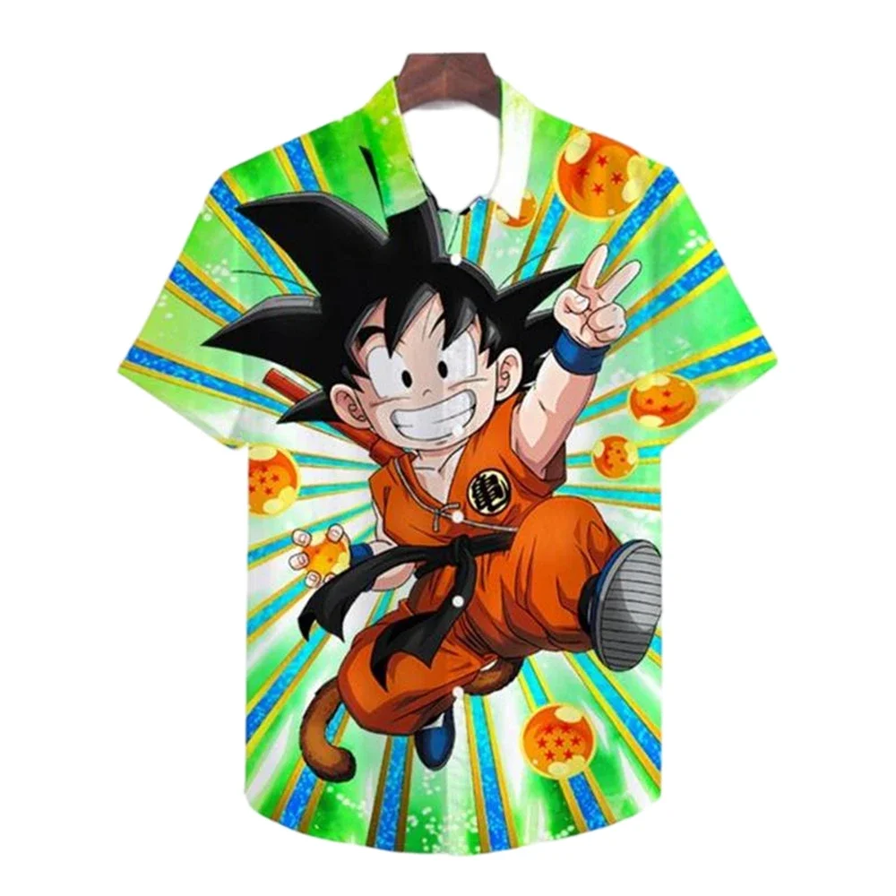 Sommer-Herren-Shirt mit Dragon Ball-Motiv, Kakarot Vegeta-Shirt, Lässiger Hawaiianischer Stil Oberteil