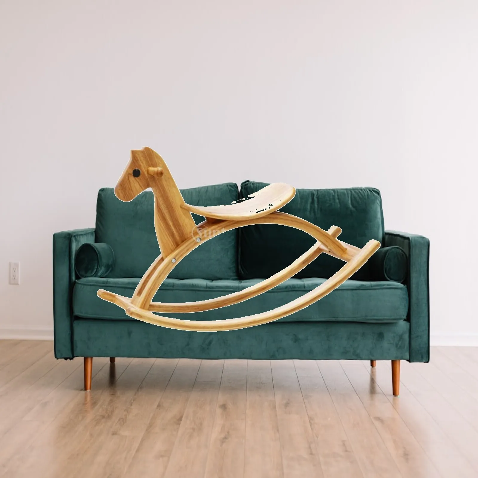 Wooden Rocking Horse for Kids Natural Rubber Wood Baby Balance Toy Smooth Motion Toddler Rocker Gift