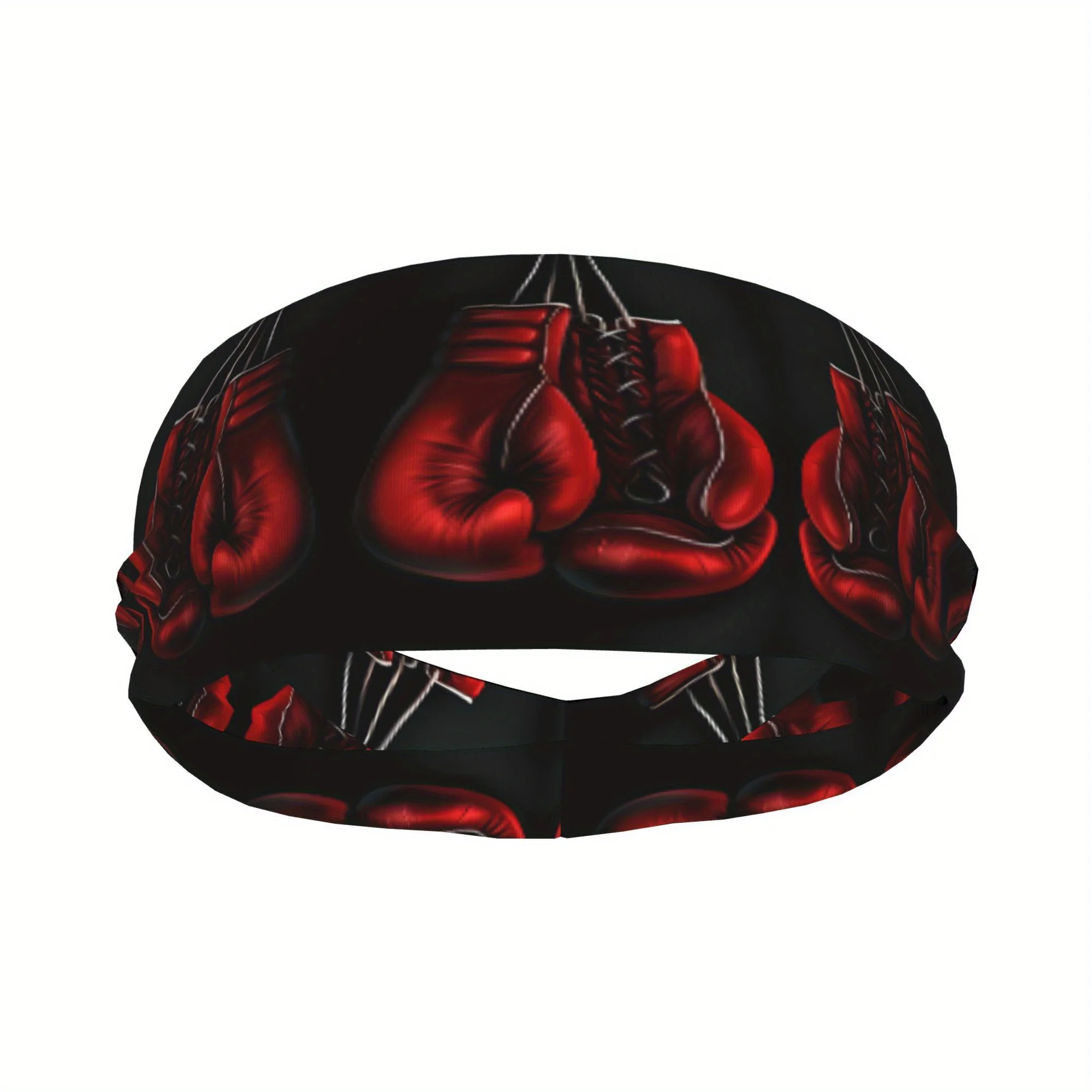 

Red Boxing Gloves Print Headband Sweat Absorbent Sports Hairband for Boxing Training Running Gym Elastic Non-slip Fitness Unisex