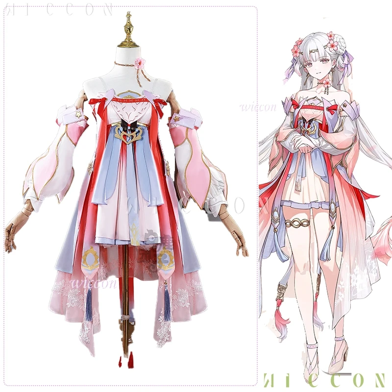 2025 wuwa jinhsi cosplay traje peruca pele flor de pêssego vestido rosa wuthering ondas expo roupas jogo de halloween con festa disf