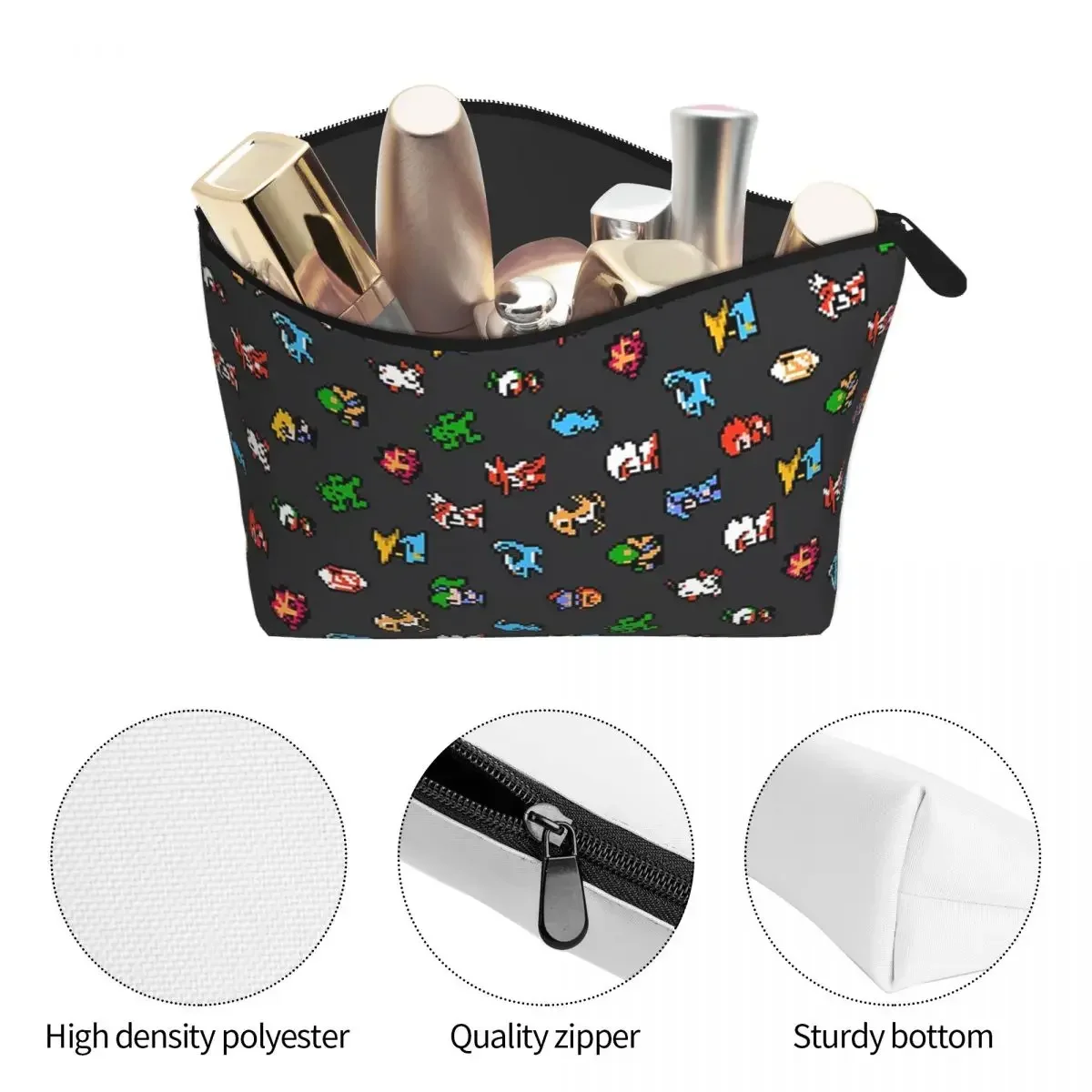 Final Fantasy Pixel Board Women Cosmetic Bags Travel Makeup Organizer Pouch Toiletry Storage Dopp Kit Box