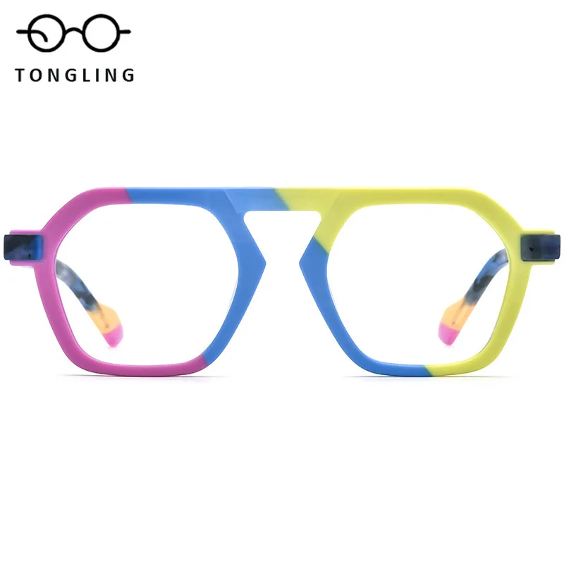 

Высококачественная мужская новая многоцветная матовая лоскутная оправа для очков из ацетата в стиле ретро для женщин, натуральная модная круглая персонализированная оправа для очков