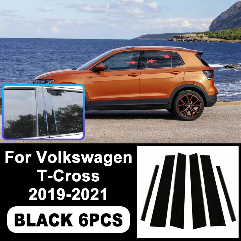 

B/C Pillar Stickers For Volkswagen VW T-Cross 2019-2021 - PC Window Decorative Trim for Middle Pillar,Car Exterior Accessories