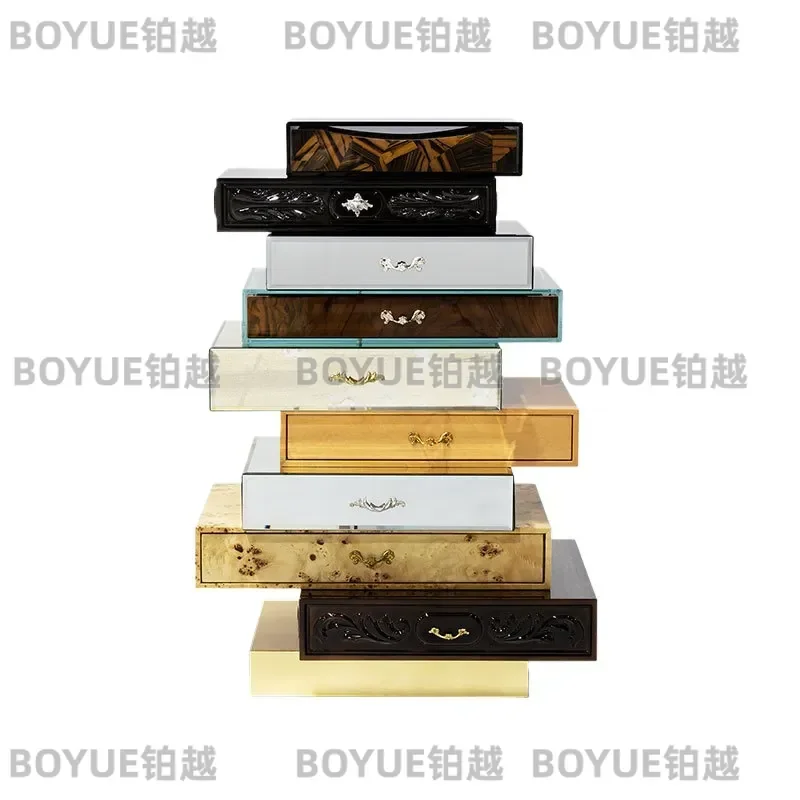 Modern Luxury Creative Drawer Side Cabinet for Living Room Entryway Wall Mounted Storage Unit High End Minimalist Furniture