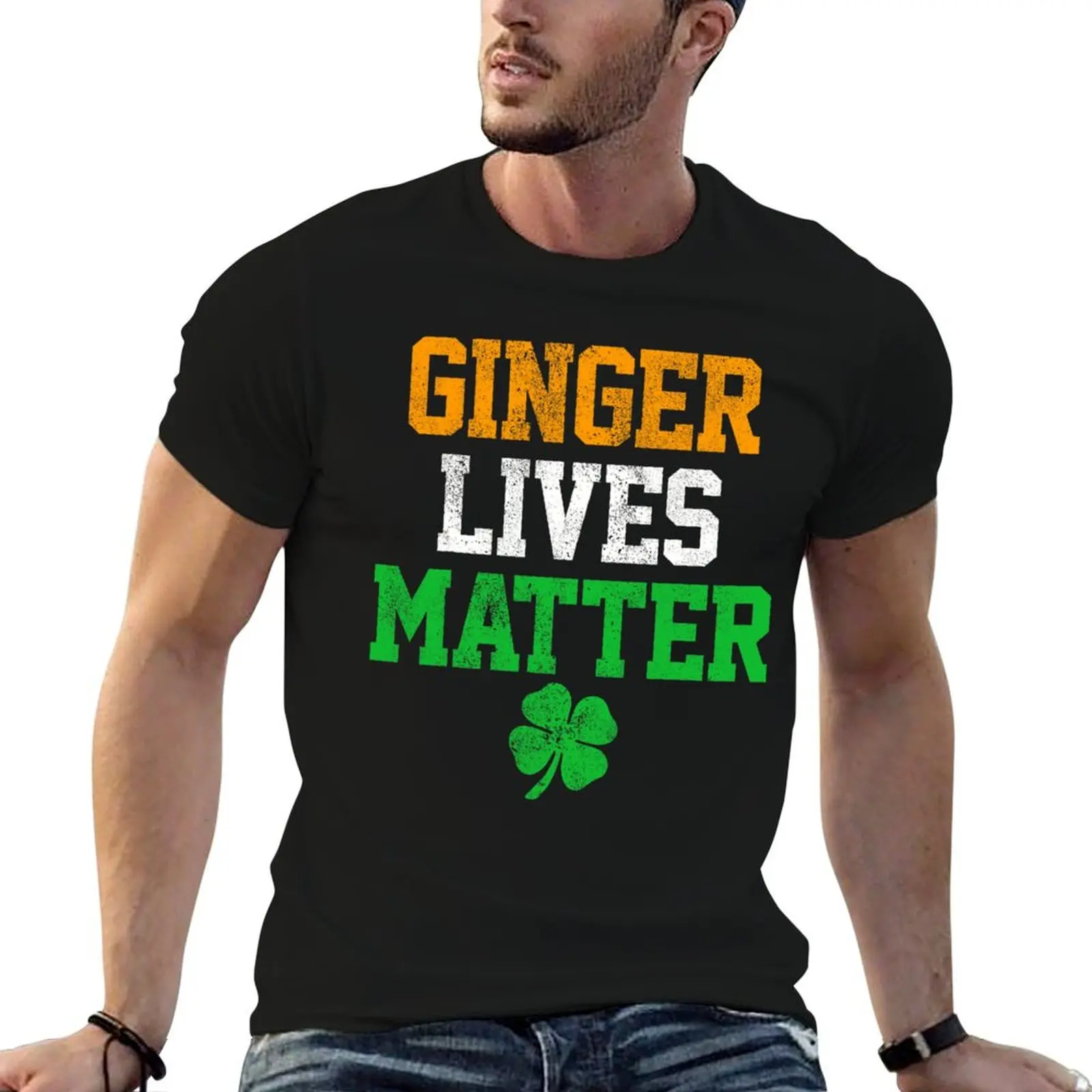 Ginger Lives Matter St Patricks Day Irish Flag Funny T-Shirt Fashion Graphic Tee for Men