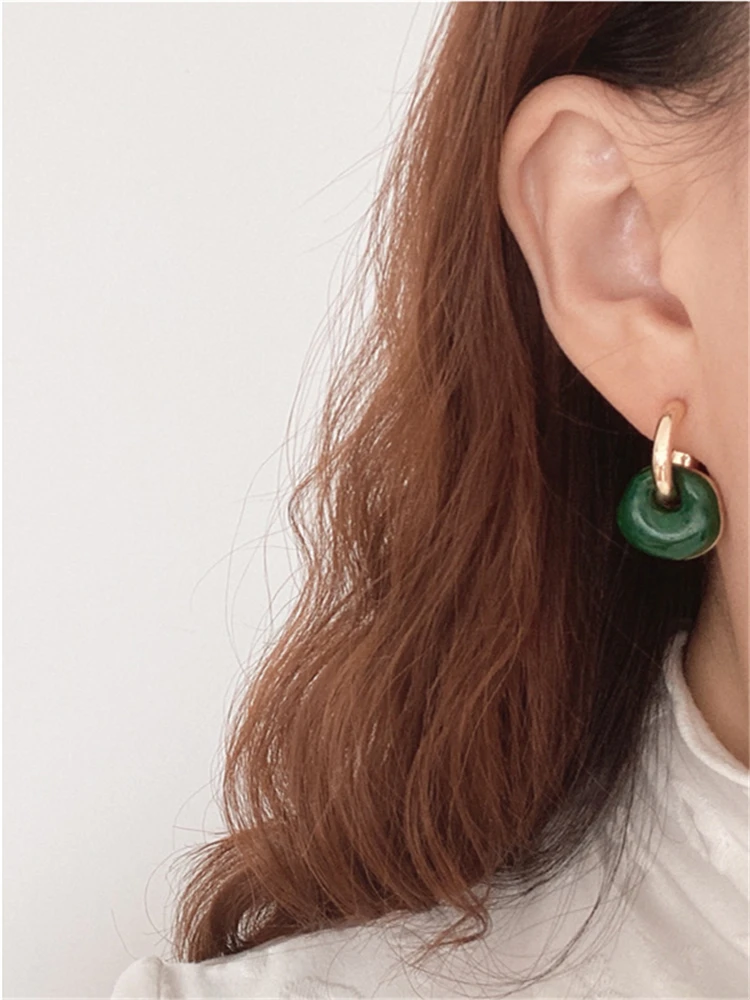 kshmir 2022 Drop oil combination earrings female Korean atmosphere quality Klein blue emerald earrings wholesale accessories