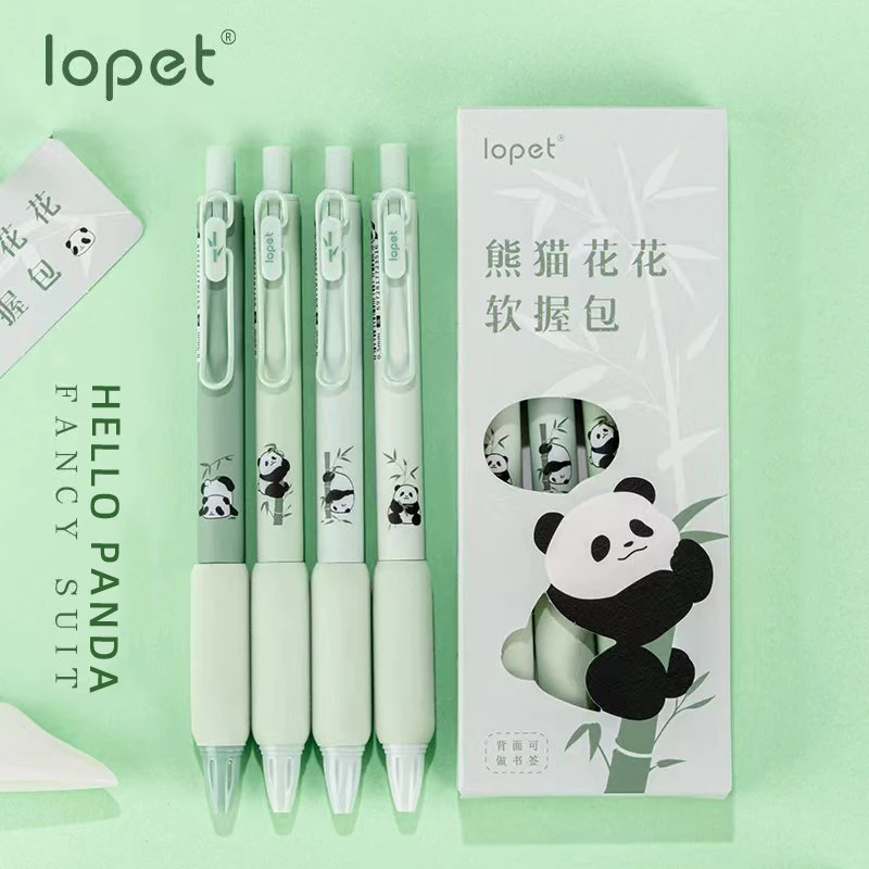 Cute Panda Cartoon Gel Pen 0.5mm Black Soft Press Writing Pens School Student Stationery Supplies