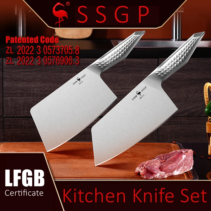 LFGB Certificate Germany 40Cr13 Steel Ultra Sharp Blade Terra Cotta Warriors Imitate Handle Kitchen Knife Slicer and Chopper Set