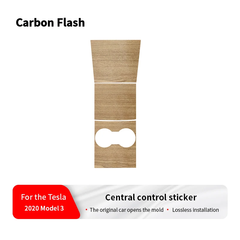 Wood Grain Center Console Protective Film for Tesla 2017-2020 Model 3/Y – Carbon Flash Horizontal Stripes Sticker
