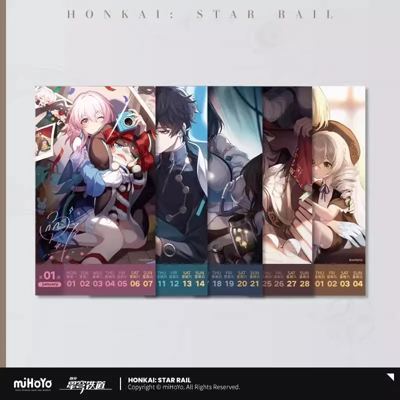 Honkai Star Rail Official Themes Desk Calendar Dan Heng, March 7th Game Characters 2024 Weekly Calendars Cosplay Gift