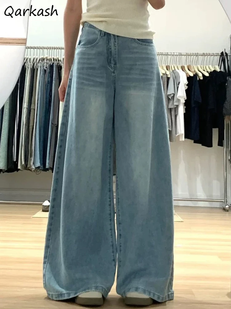 

Wide Leg Jeans Women Korean Style Mopping Slender All-match Casual High Waist Baggy Streetwear College Vintage Minimalist Vibe