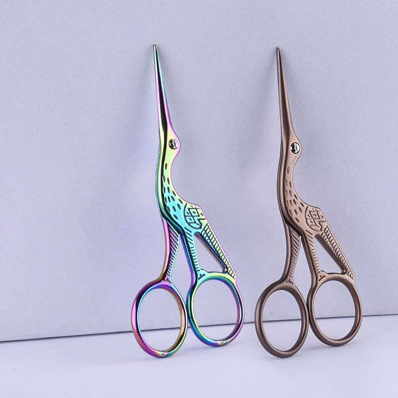 2 Size Stainless Steel Stork Scissors Sharp Small Stork Scissors Dropshipping Center Gold Craft Sewing Tools Needlework Scissors