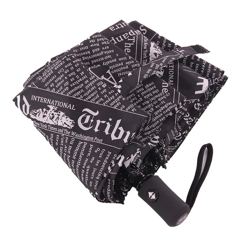 Fully Automatic Folding Newspaper Umbrella Men and Women Sunny and Rainy Umbrella Personality Creative Trend Student Umbrella