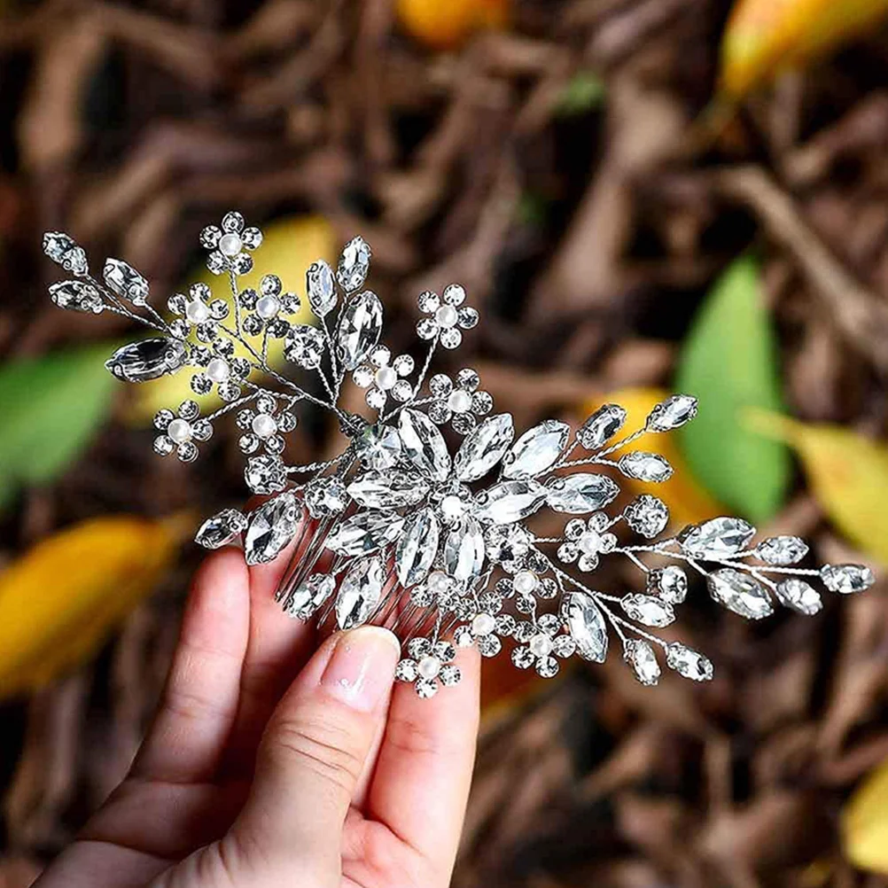 

Bridal Hair Accessories for Women Crystal Comb Rhinestone Metal Vintage Rhinestones Silver Wedding Decorative Miss
