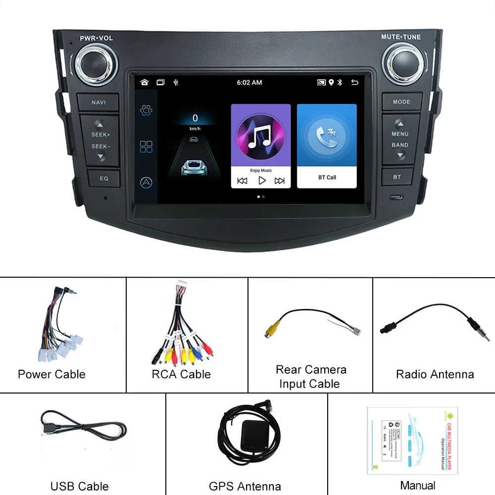 Autoradio Android per Toyota Rav4 2006-2012 Wireless Carplay Multimedia Lettore da 7 pollici 2Din Stereo Autoaudio Unità principale Navigazione