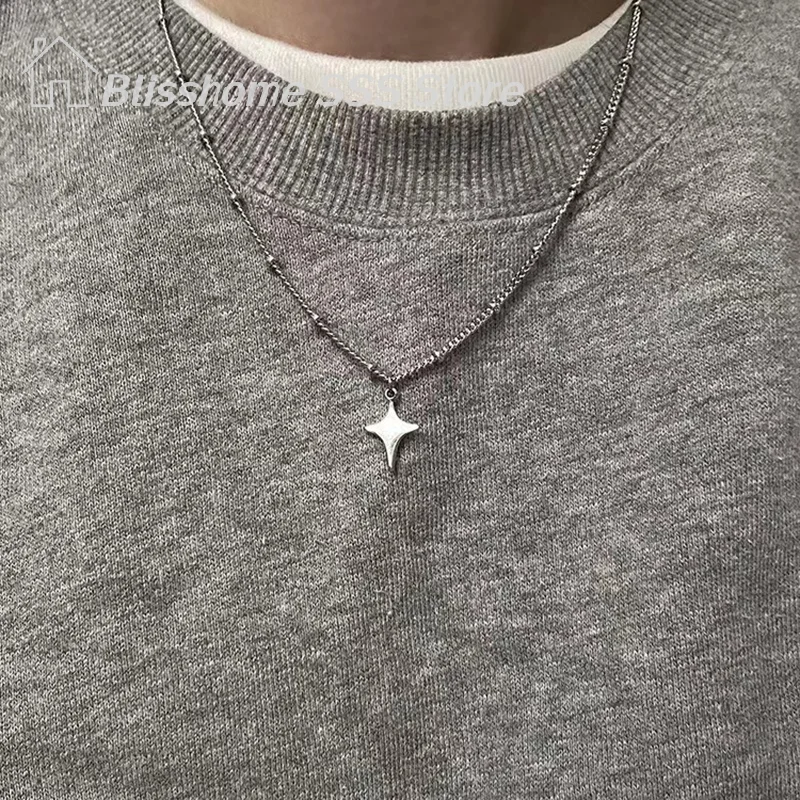 【S】Ins Style Simple Trendy Star Choker Necklace Pendant Neck Chain Sweater Chain For Women Men Fashion Party Jewelry Accessories
