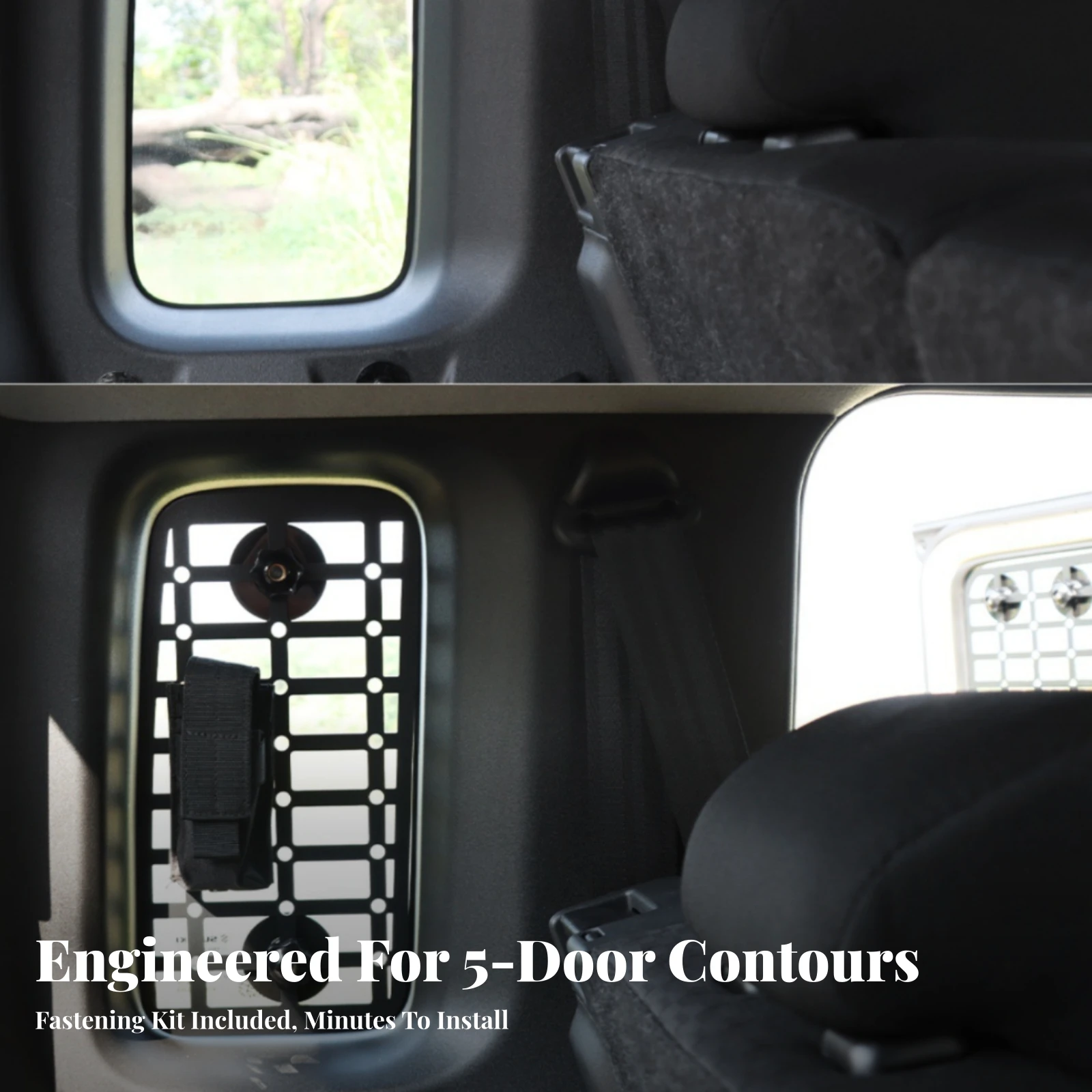 2 Pieces Cargo Organizer Slimline Cargo Side Window Grid Auto Accessory for off-Roaders, Camping Gear Organization