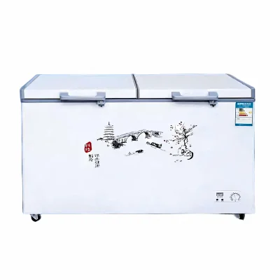 Large Commercial Vertical Open Display Freezer Dual Temperature Two Doors Direct Cooling with Adjustable Knob Control