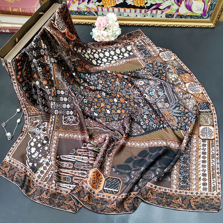 Travel Accessories Luxury Brands - 110CM Silk Scarf Luxury Brands Hand