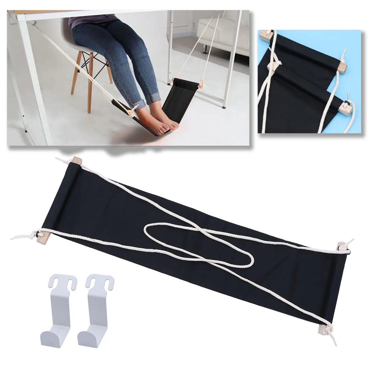 Desk Hammock For Feet Adjustable Under Desk Footrest Lightweight Portable Office Foot Support Canvas Footrest For Office Or