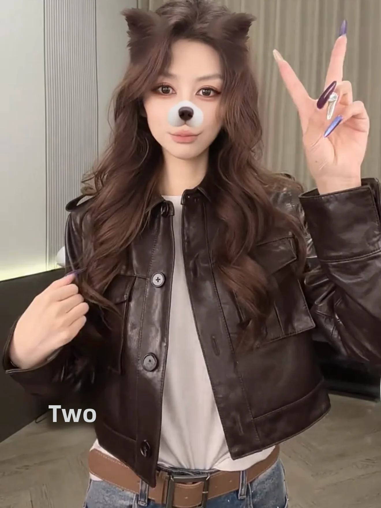 

Новая женская кожаная куртка-косуха из натуральной овечьей кожи с эффектом масляного воска, на молнии, с длинными рукавами, модная, для повседневной носки, 2026