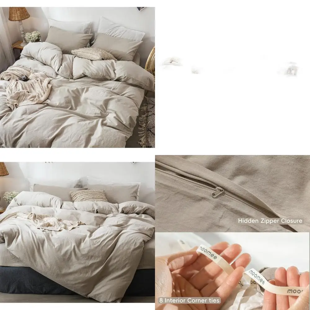 

Комплект пододеяльников из 100% хлопка и льна - мягкий, дышащий, износостойкий (серый меланж, размер King, 104x90)