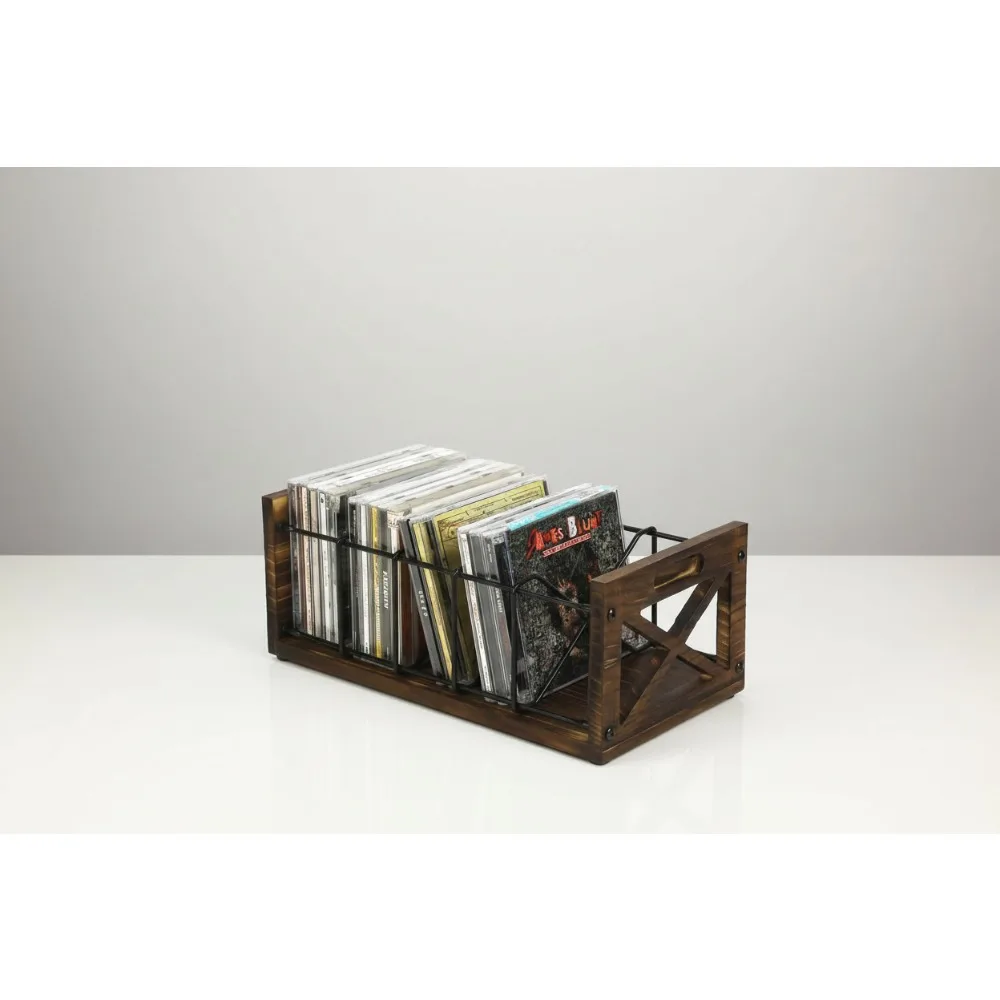 

Стеллаж для хранения компакт-дисков в деревенском фермерском доме, винтажный дизайн двери сарая с 5 отделениями и ручками, держатель из цельного дерева и металла для домашнего офиса