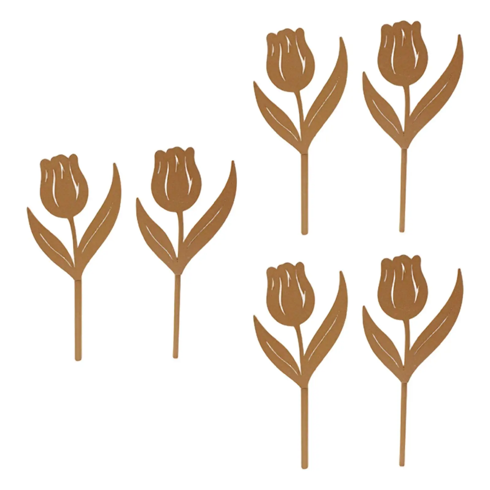 

6 Pieces Metal Tulips Flower Stake Gift Lawn Decorative Sign Iron Garden Decor for Potted Plants Farmhouse Home Patio Courtyard