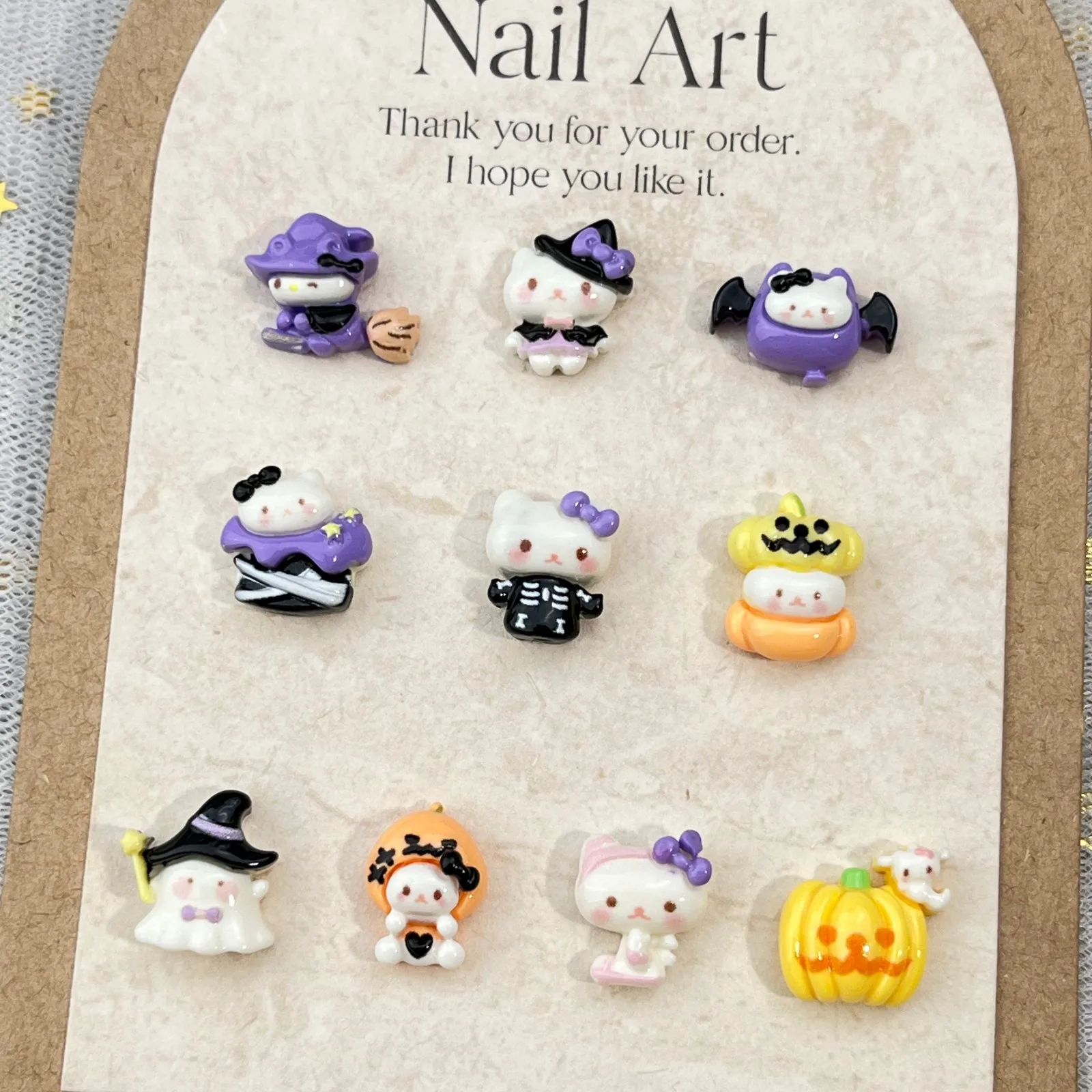 20 Stück neue Halloween-Nagel-Charms, niedliche 3D-Zauberer-, Kürbis- und Katzen-Harz-Charms, DIY-Press-On-Nägel, Nagelkunst-Deko-Accessoires – Detail 5
