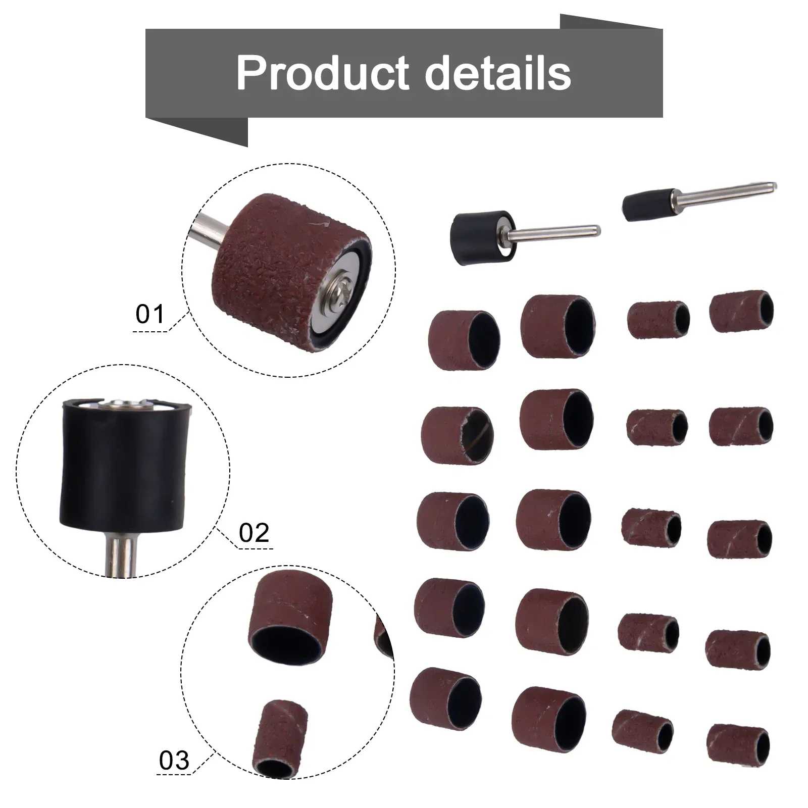 22pcs/set Sanding Drum Kit Sanding Ring With Rod Abrasive Rotary Tool Sanding Drum Grinding Head For Grinding Polishing