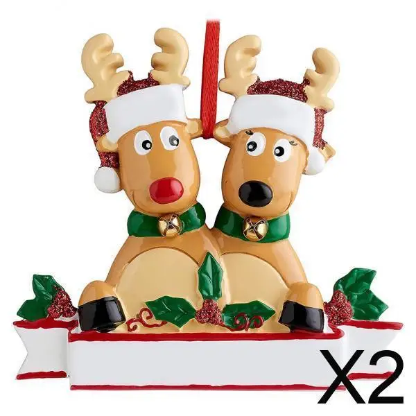 2xChristmas Tree Ornaments Elk Deer Family Pendant Holiday Decor 2 Reindeers