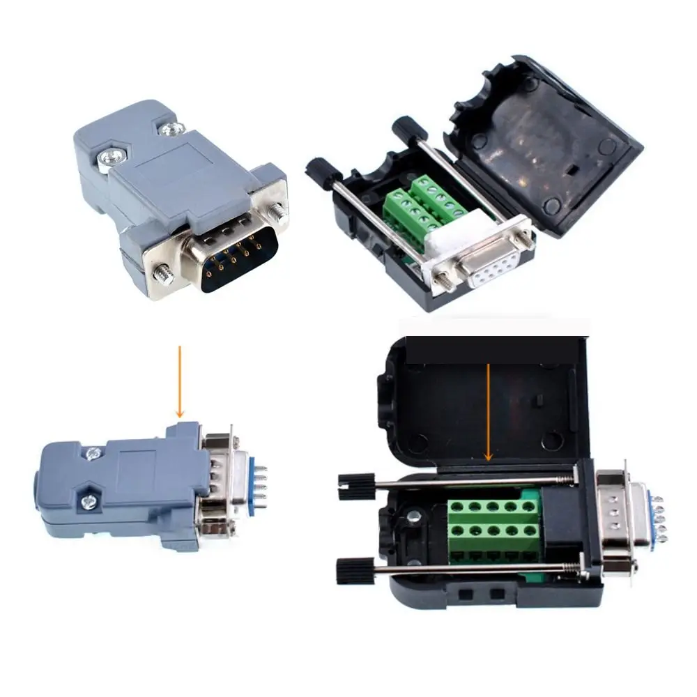 RS232 Serial DB9 D-sub Connectors Plug 485 COM Port Protective DB9 Adapter Connector With Plastic Shell Removable