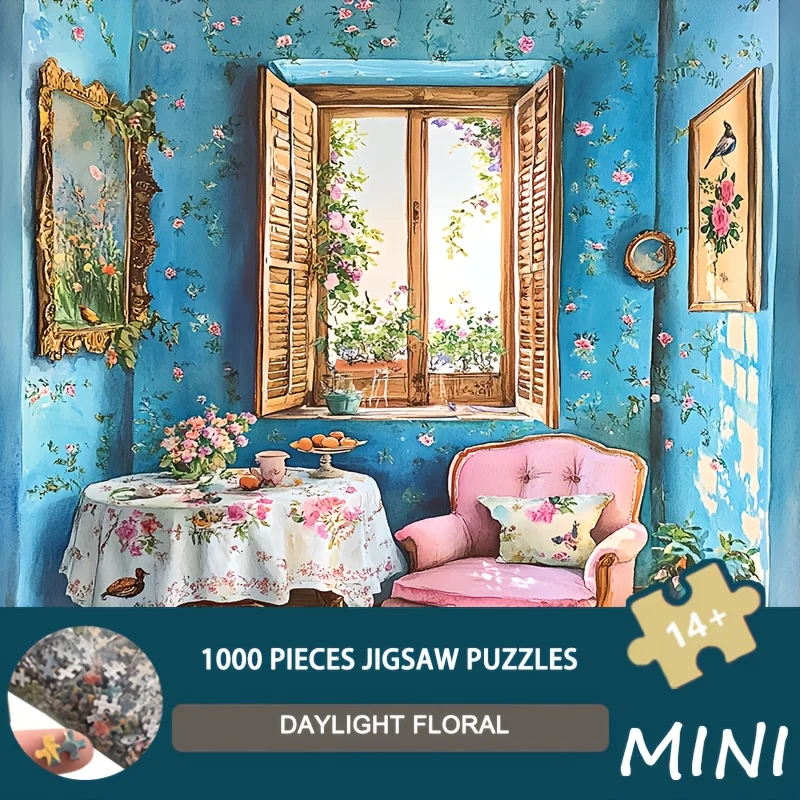 Micro Size Jigsaw Puzzle 1000pcs Daylight Floral Art Print – Bright Garden Decor for Living Room, Home Stylers Gift (38x38cm)