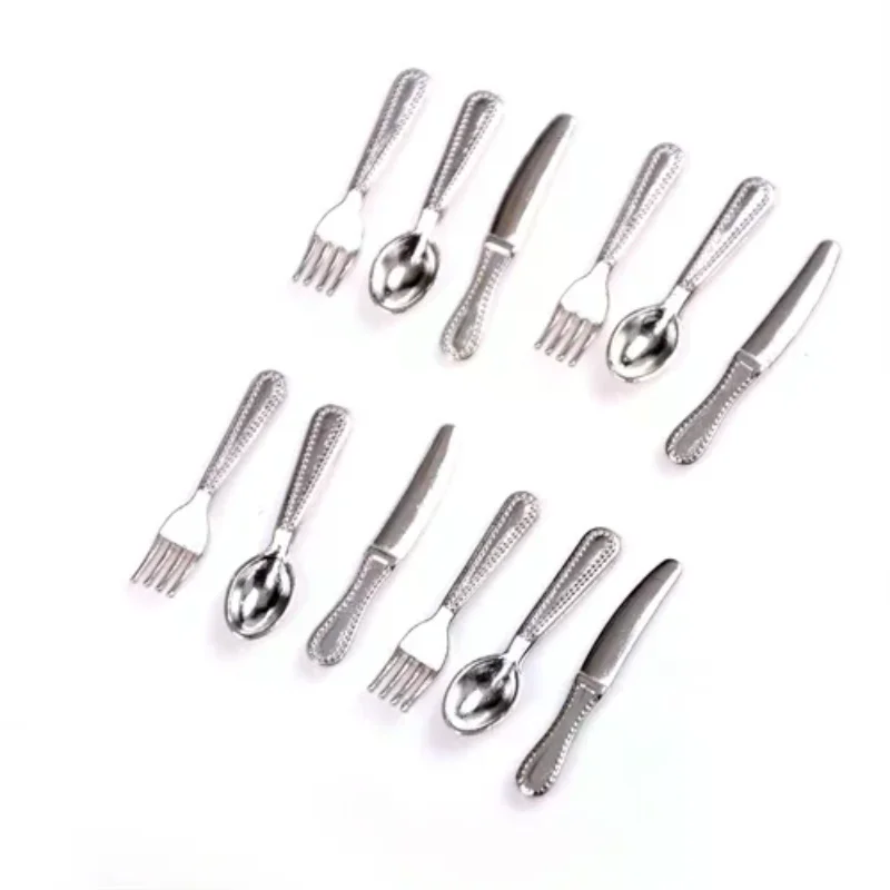 12pcs Mini Dollhouse Miniature Scene Model Doll House Accessories Knife And Fork