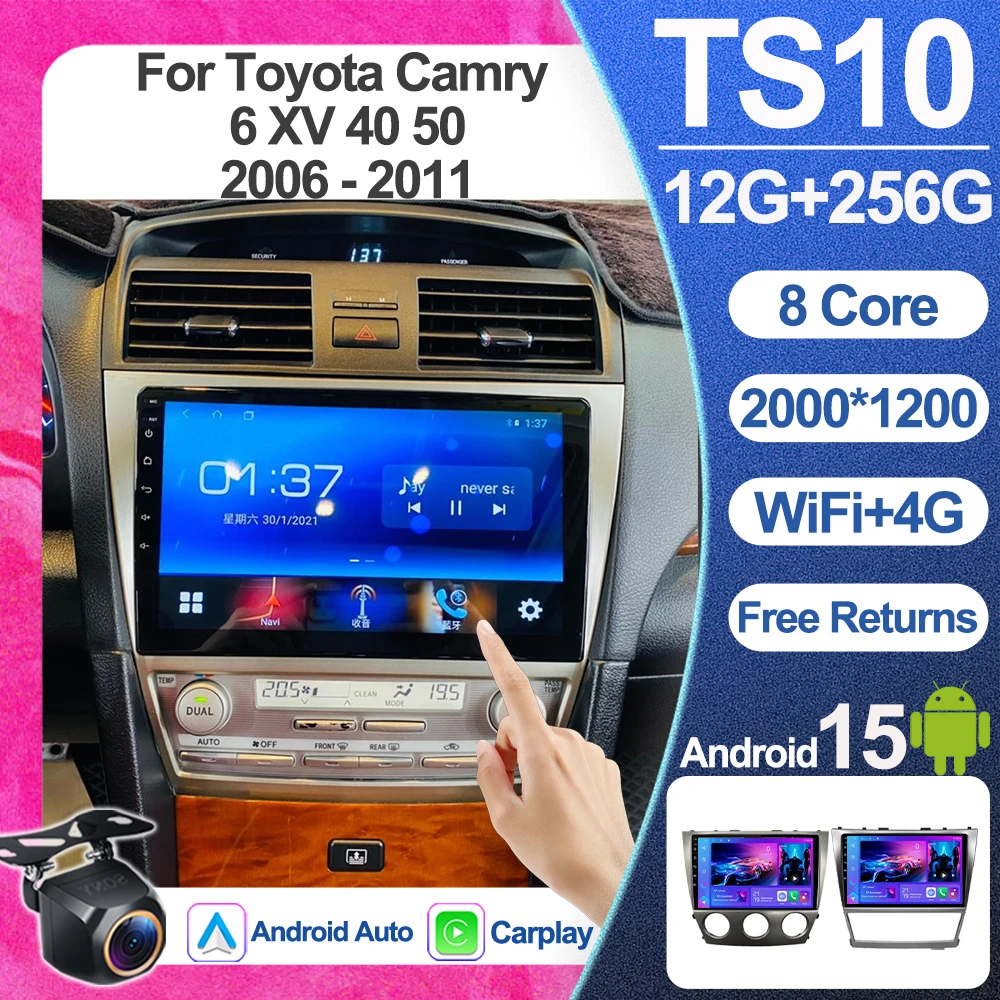 Android 16 Carplay Car Radio For Toyota Camry 6 Xv 40 50 2006 - 2011 Multimedia Player Gps Head Unit Autoradio Stereo Wifi 5g