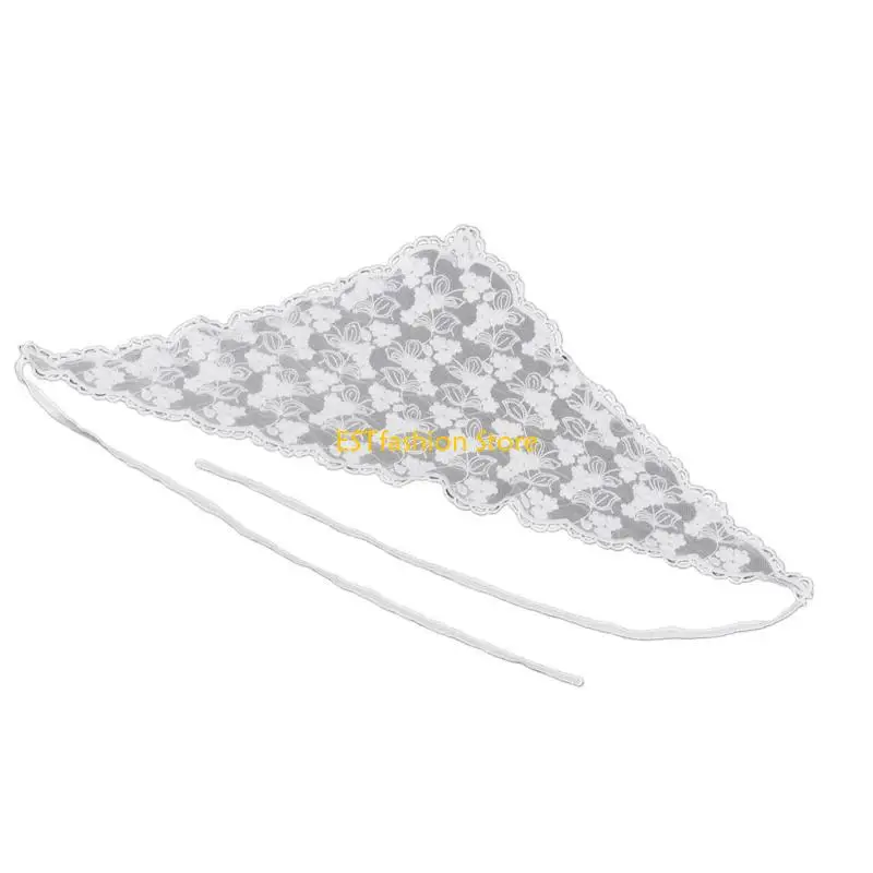 Y5GC Elegant Lace Head Scarf with/without Lanyard Design Soft and Breathable Headwrap Cloth for Fashion Forward Women