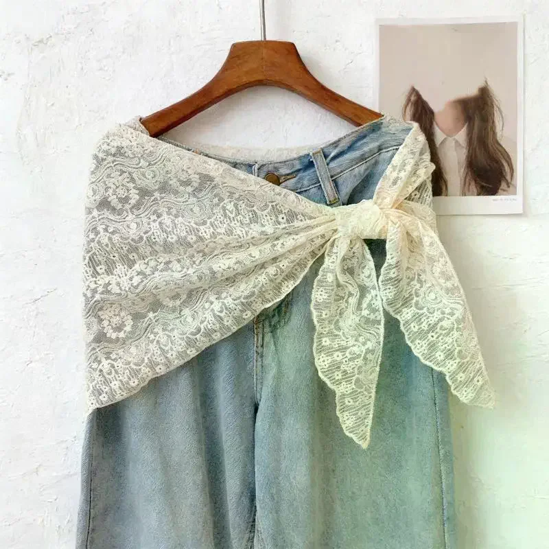 Lace Oversized Half Skirt Women's Layered Outerwear Triangle Waist Scarf Butt Covering Skirt Curtain Apron