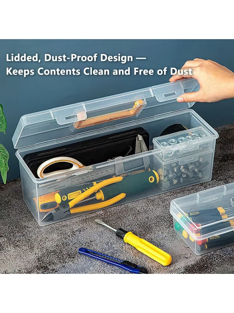 Professional 7-Piece Tool Organizer Set,Transparent Parts Storage with Dividers-Portable Case for Screws,Wrenches & DIY Hardware