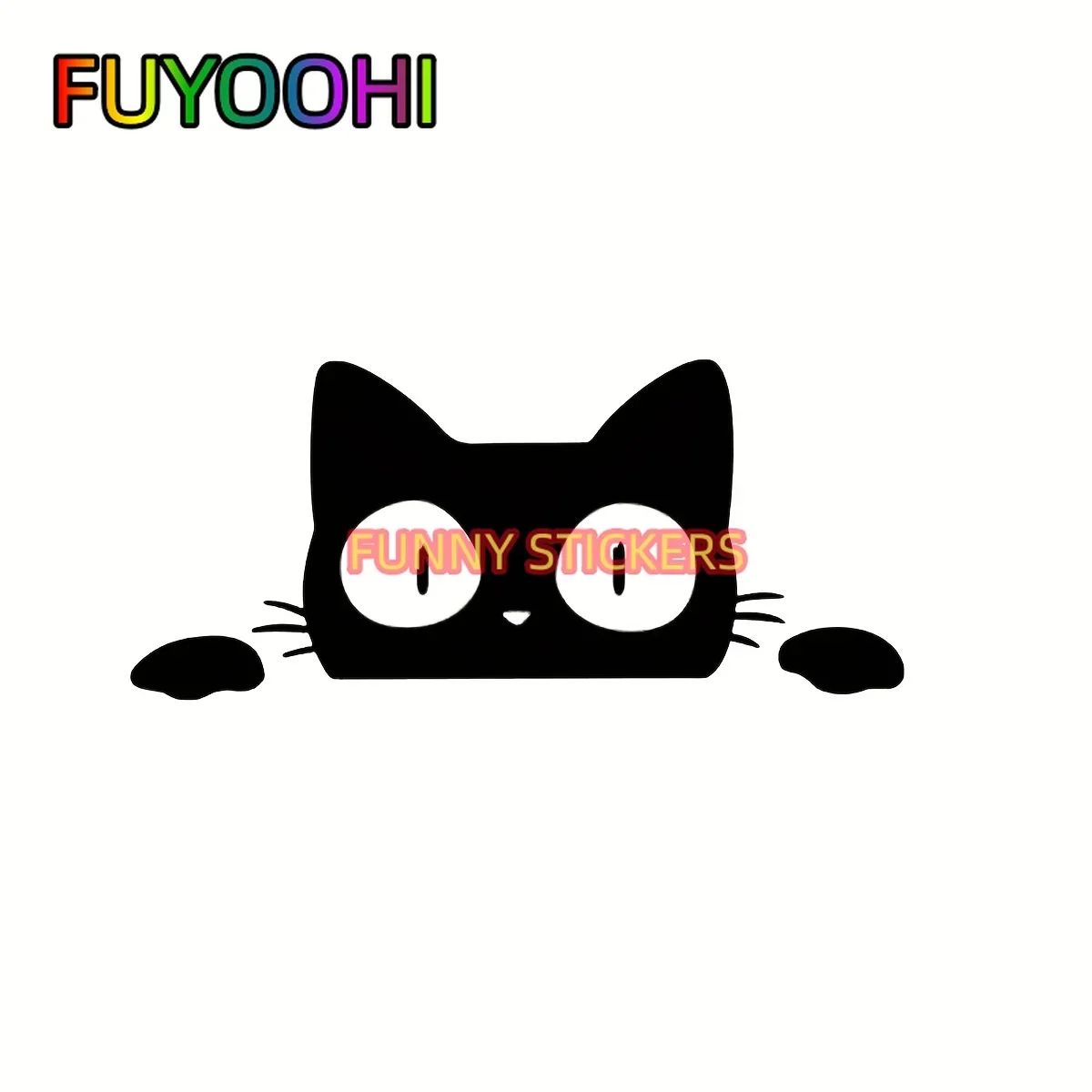 FUYOOHI Car Sticker of Adorable Peeking Cat Car Stickers - Personalized Cartoon Pet Decals for Your Vehicle!
