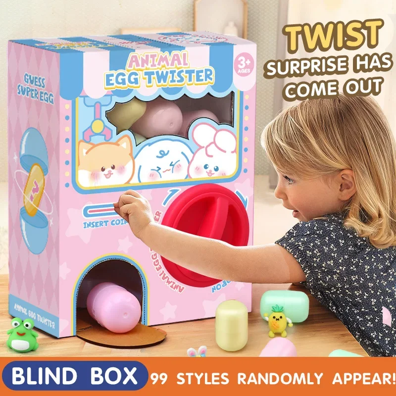 

Children's Fun Animal Egg Twister Machine Blind Box Baby Scratching Machine Capsule Toys Christmas Doll Claw Machine for Kids